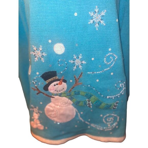 The Quacker Factory Blue Long Sleeve Light Up Long Sleeve Sweater Size - Picture 4 of 10